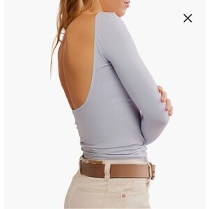 NWOT Free People Intimately Women's Long Sleeve Low Back Top - Blue Gray